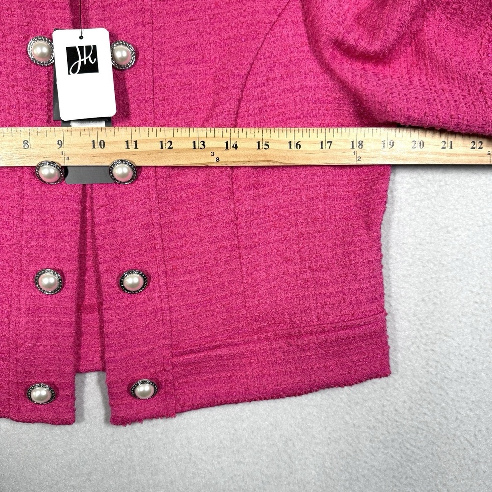 Joseph Ribkoff Jacket Women 10 Boucle Cropped Pink Button Detail Career $285 NWT - Picture 9 of 15